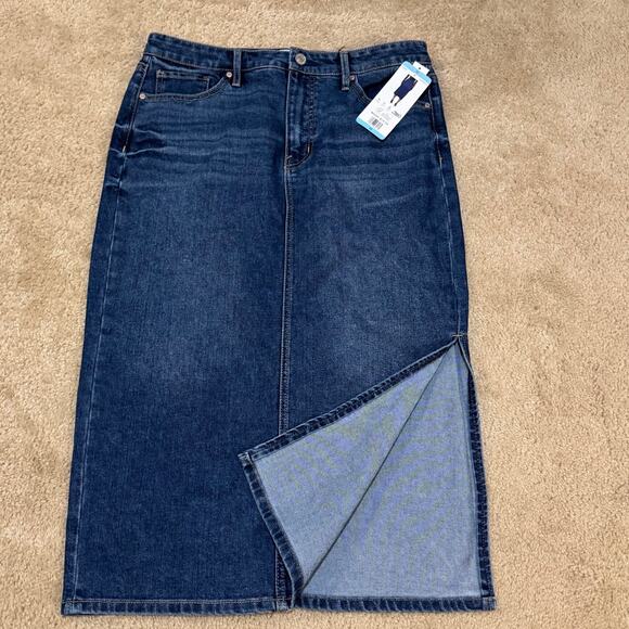 Edited Remi Bader Blue Jean Denim Skirt Size 10 Confident Side Slit New With Tag - Picture 12 of 12